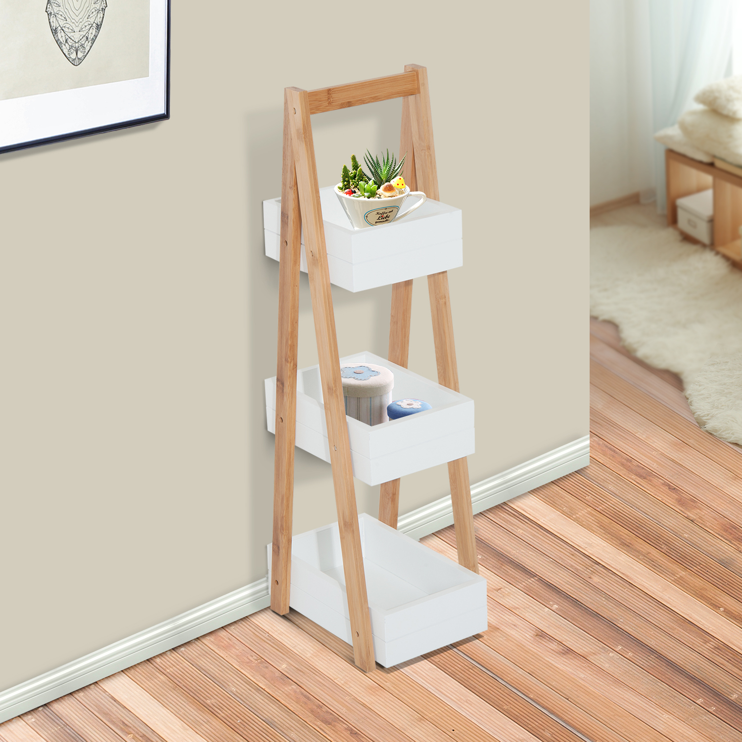 Bathroom Towel Ladder Rack Organizer 3Tier Shelf Storage Bamboo eBay